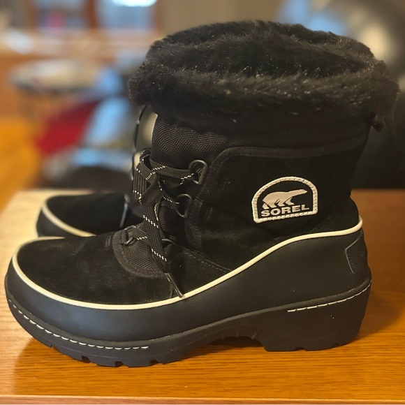 Sorel Tivoli III Snow Boots Women 10 Black Suede Faux Fur Waterproof - Picture 3 of 6